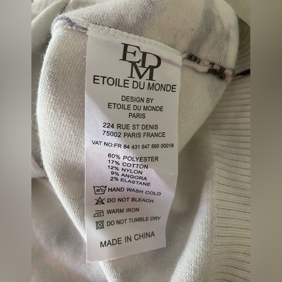 NWT Etoile Du Monde Watercolor Scenic Print Zip Sweater Jacket Soft Multicolor - Picture 9 of 9